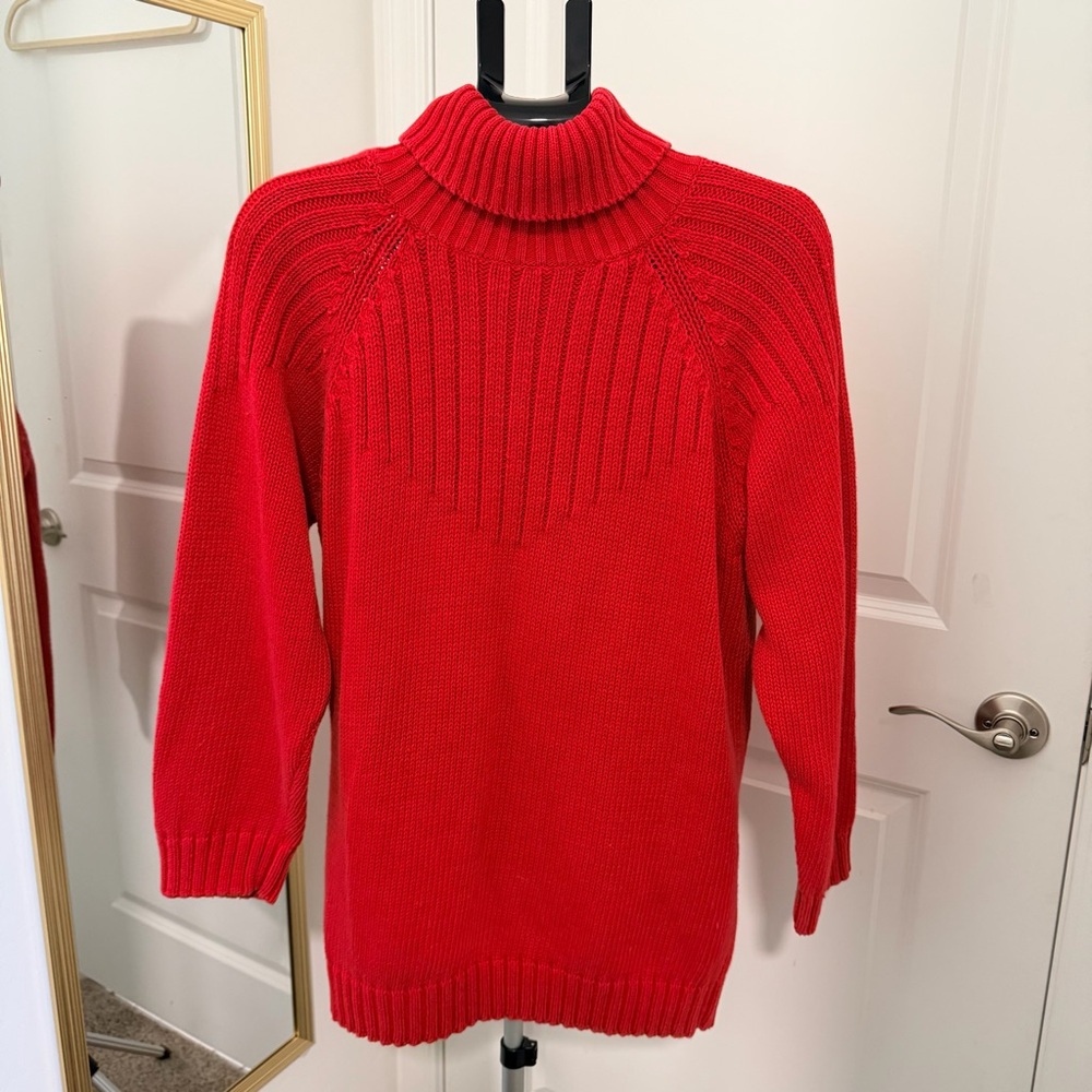 Red Turtleneck Sweater: Ramie and Cotton Blend